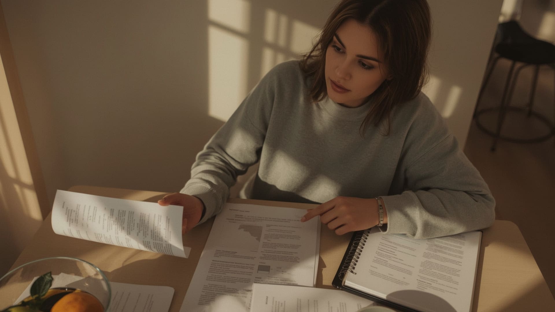 Parent reviewing ABA therapy insurance coverage documents at kitchen table