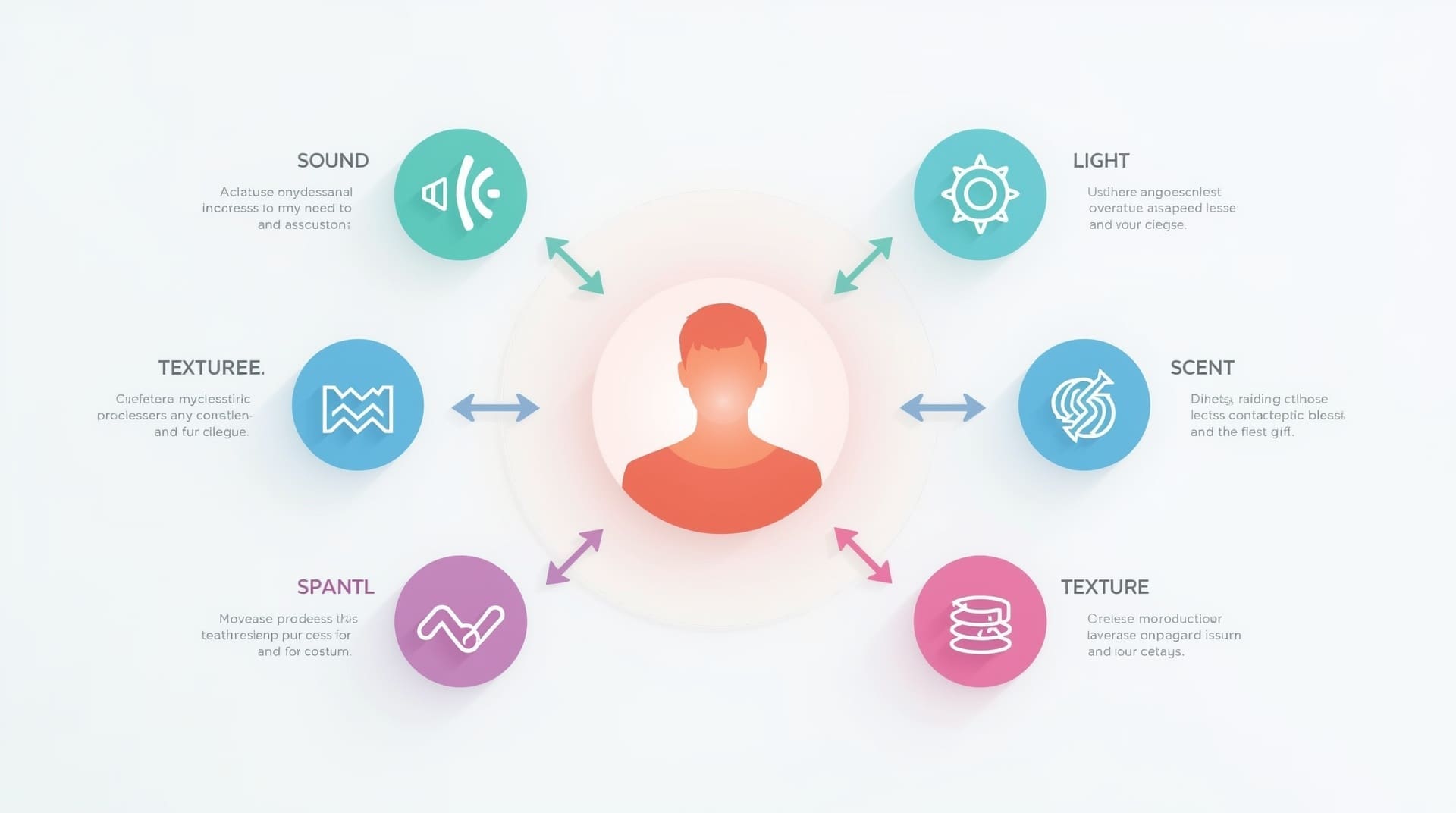 Infographic showing multiple sensory inputs overwhelming a child with high-functioning autism