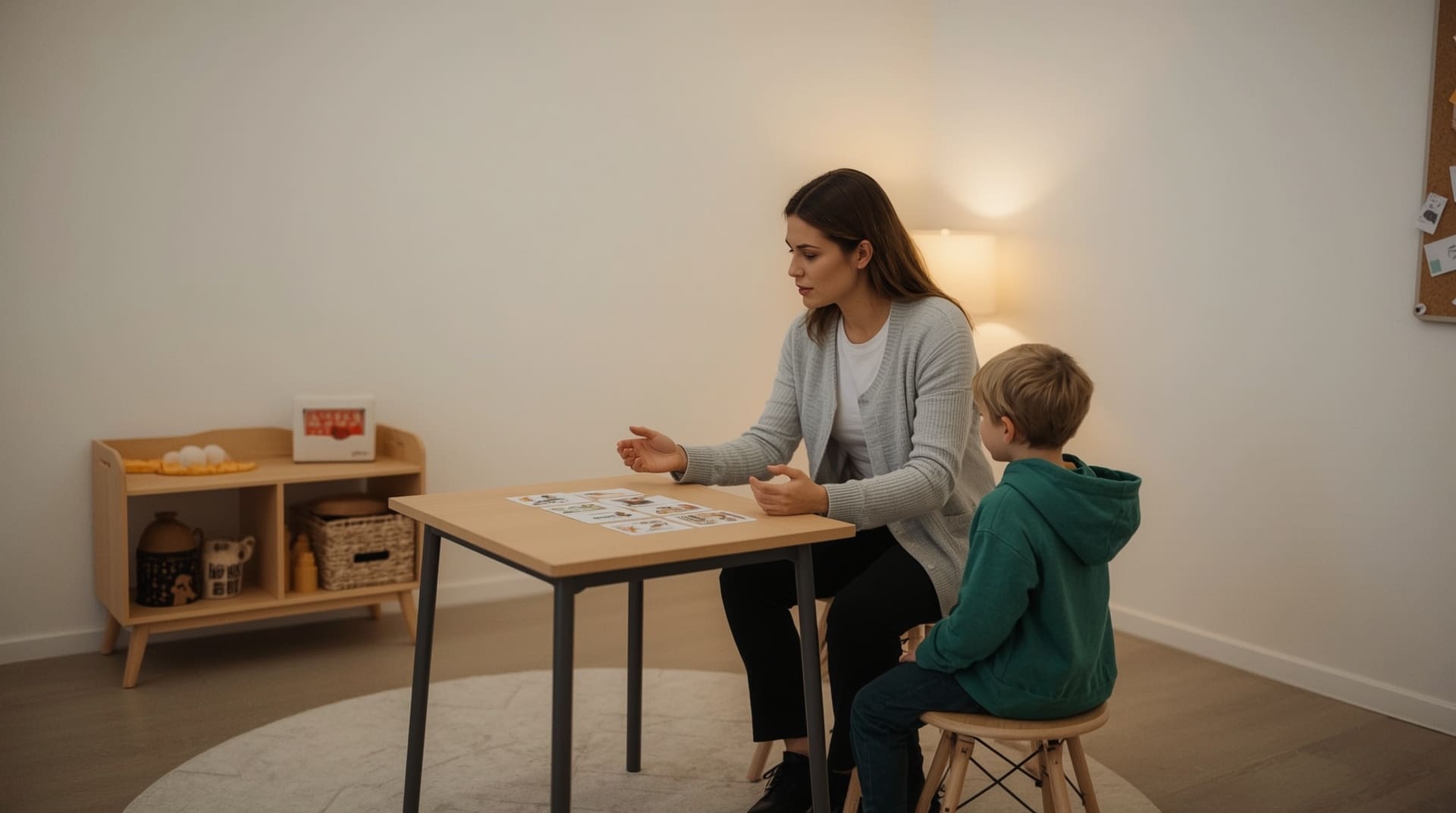 ABA therapist using preferred interests as motivational tools during autism therapy session
